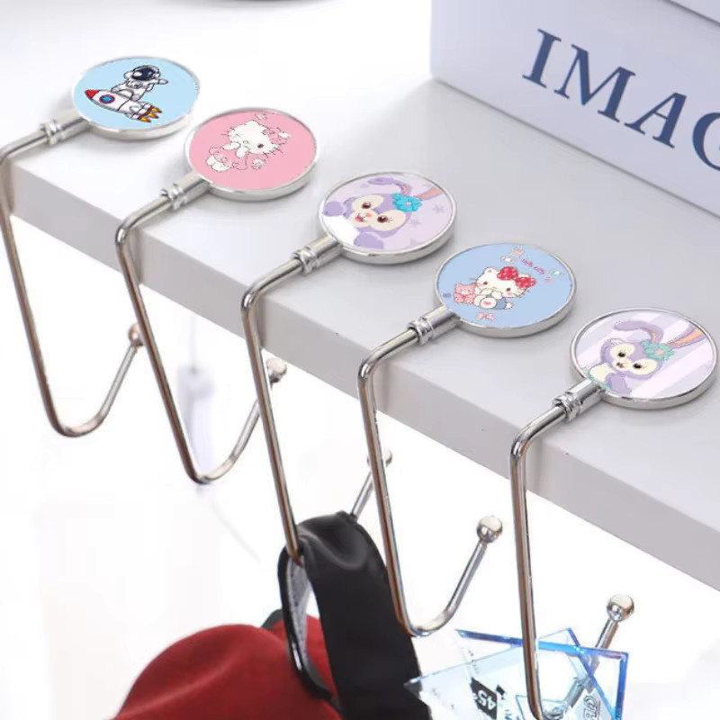 Abnehmbarer Schreibtisch-Taschenhaken aus Metall in Silber, Mobiler Organizer für Schreibtisch und Regal, Mehrfarbig - Bild 2