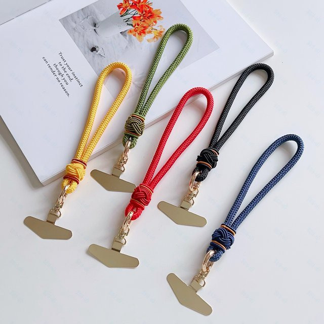 ZHANZHI Handgewebtes Handy-Lanyard in Schwarz als personalisiertes kurzes Handgelenkseil mit drehbarem Metall-Verschluss und universellem Armband für dein Smartphone - Bild 1