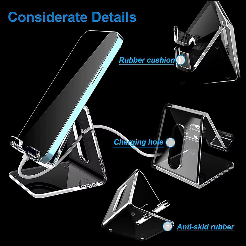 Universeller Acryl-Handyhalter von KOQZM in Transparent, ideal als Displayständer für iPhone und Samsung - Bild 2