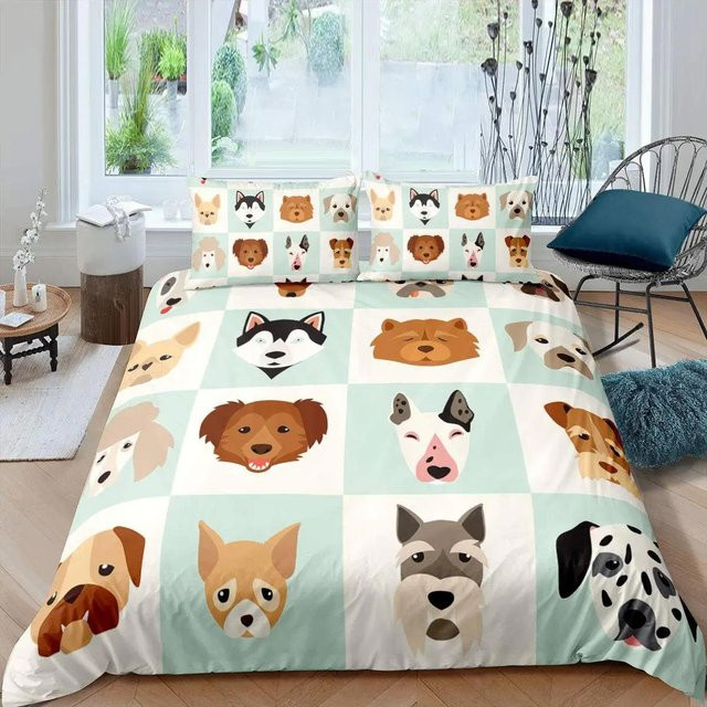 Bettwäscheset Your Warm Home mit Cartoon-Dackel-Motiv, 3-teiliges Polyester-Bettwäsche-Set in Mehrfarbig, B/H: 200 x 200 cm - Bild 1