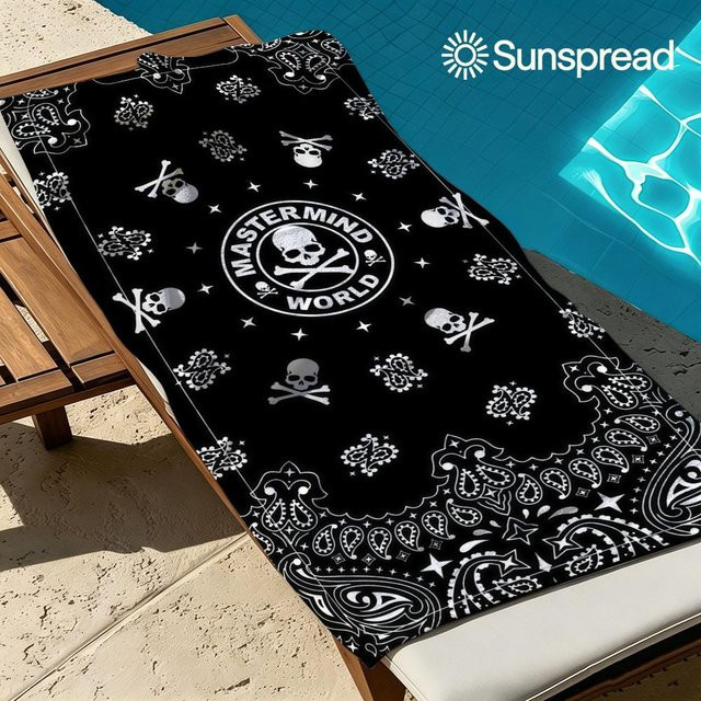 Bandana Schädel Strandtuch von JMG Household Supplies, Schwarz, B/T/H: 60 x 120 cm - Bild 1