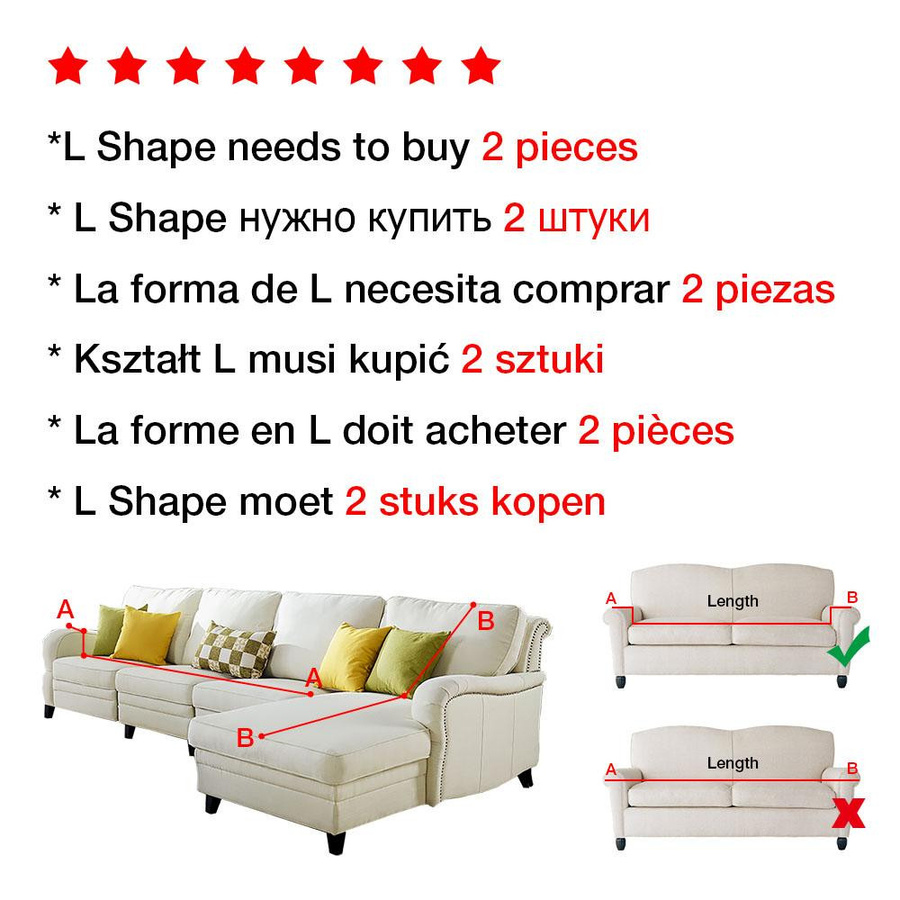 Yiran Furniture 2er-Set elastische Sofa-Abdeckungen aus Plüsch-Polyester in Beige für Ecksofas und 1-Sitzer, Breite: 90-140 cm - Bild 2