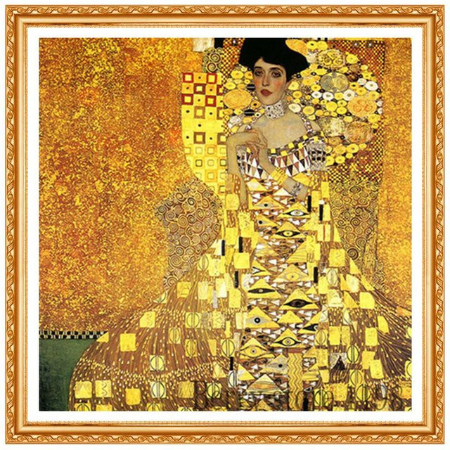 5D-Diamant-Stickerei Set FIYO mit Motiv Gustav Klimt Adele in Gold, quadratisch, Breite: 60 cm, Höhe: 60 cm - Bild 1