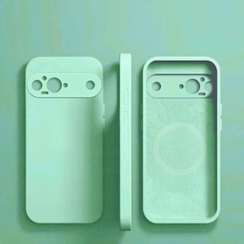 Kabellose Silikon-Schutzhülle für Google Pixel 10, 9, Pro, XL, 8, 7, 6, A/Pro in Macaron-Farben (Schwarz und Grün) - Bild 1