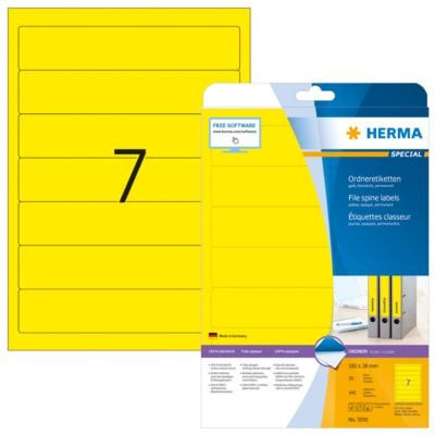 Herma Ordnerrückenetiketten A4, gelb, 140 Stück, permanent haftend und bedruckbar - Bild 1