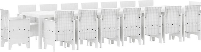vidaXL 17-teiliges Garten-Esszimmer-Set aus weißem Poly-Rattan für Garten, Terrasse und Balkon - Bild 1