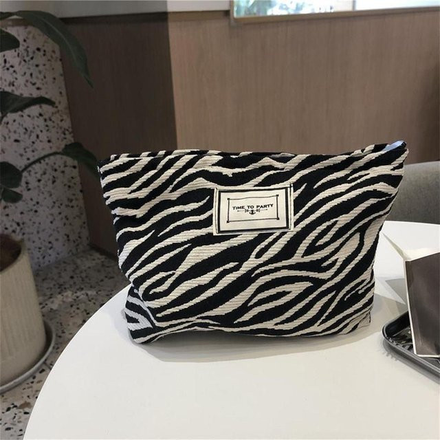 Modische Kosmetiktasche mit Leopardenmuster und Zebramuster, schwarz, Damen - Bild 1