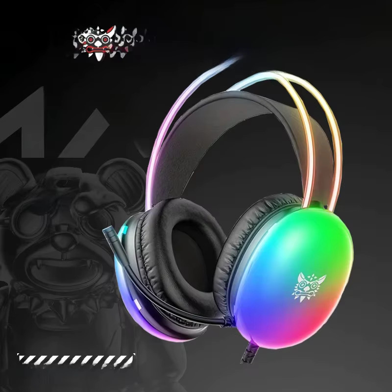 Onikuma X25 Gaming-Headset Over-Ear mit RGB-Beleuchtung und Mikrofon mit Geräuschunterdrückung in Schwarz - Bild 1