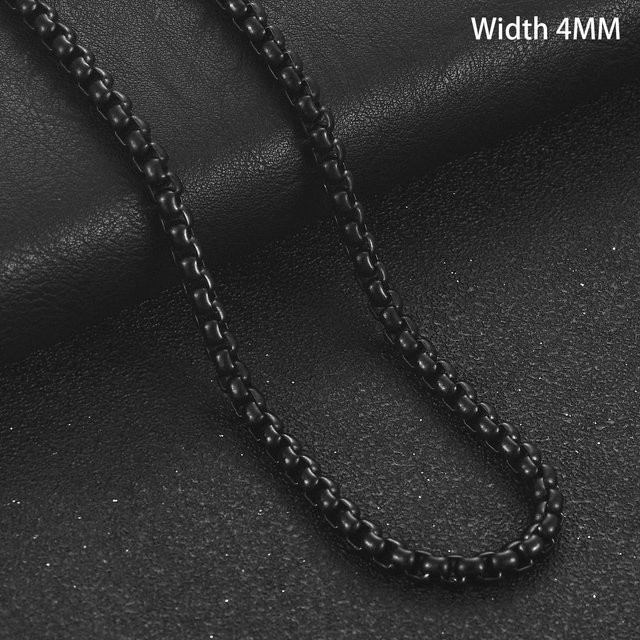 Halskette Edelstahl, schwarz vergoldet, Quadrat Rolo Gliederkette, 70cm, Unisex - Bild 1