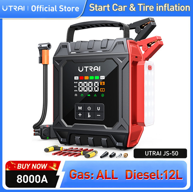 UTRAI 8000A Auto-Starthilfegerät mit Luftkompressor, abnehmbarem magnetischem Lichtpanel und Campingbeleuchtung - Bild 1