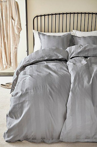 Jotex LEONA Bettbezug aus Bio-Mako-Satin, grau gestreift - Bild 1