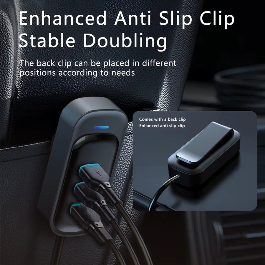 Multifunktionales Auto-Ladegerät mit PD-Schnellladefunktion und USB-C Multi-Ports in Schwarz - Bild 3