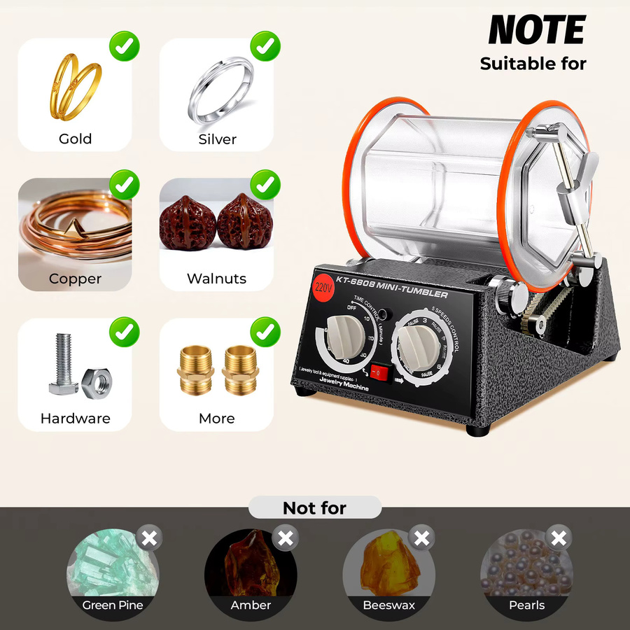 CNCEST 5-Gang-Elektro-Poliermaschine als rotierende Schmuck-Poliermaschine und Oberflächenreiniger in Schwarz-Orange - Bild 3