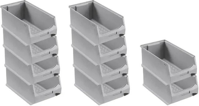 PROREGAL SparSet 10er Pack Sichtlagerboxen Grau, 7,2 Liter, stapelbar mit Griffen, B/T/H: 15 x 20 x 35 cm - Bild 1