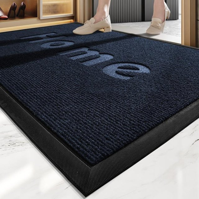 Moderne rutschfeste Fußmatte aus Polyester in Blau, B/T: 75 x 45 cm - Bild 1