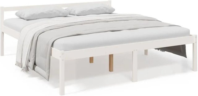 vidaXL Massivholzbett aus Kiefer in Weiß, B/T/H: 180 x 200 x 185,5 cm - Bild 1