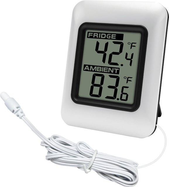 Urageuxy Digitales Thermometer mit großem LCD-Display und hochpräziser kabelgebundener Sonde zur Echtzeit-Kühlschranküberwachung - Bild 1