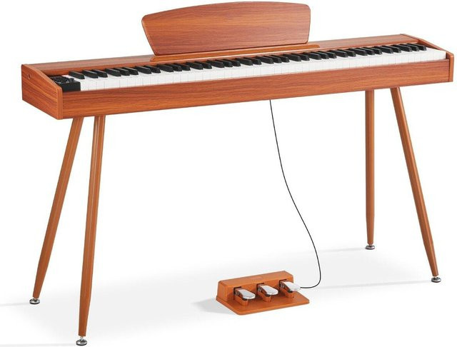 Buying Solutions MB Digitalpiano mit 88 gewichteten Tasten, Bluetooth und Dreifachpedal in Braun - Bild 1