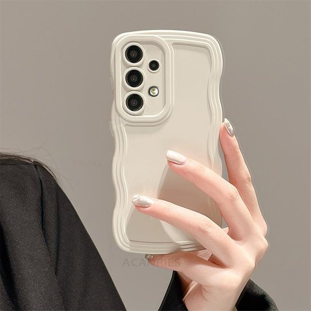 Samsung Flüssigsilikonhülle mit Wellen-Design für Galaxy A52 A53 A13 A23 A54 A14 A73 A33 A72 A32 4G 5G in Weiß - Bild 1
