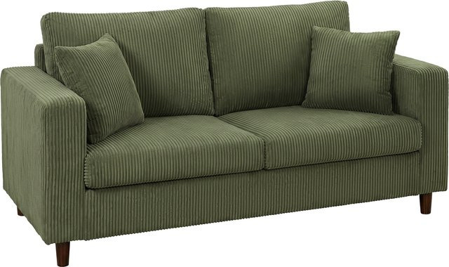 HOMCOM 2-Sitzer-Sofa aus Cord in Grün mit Massivholzbeinen und Federkernpolsterung, Breite: 170 cm - Bild 1