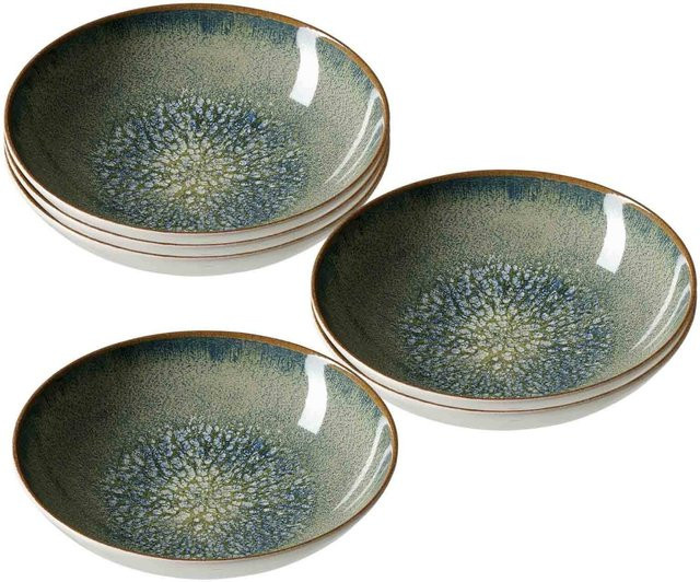 Ritzenhoff & Breker Suppenteller Verde aus Keramik, 6er Set, Durchmesser: 21 cm, Farben: Türkis, Braun, Grün - Bild 1
