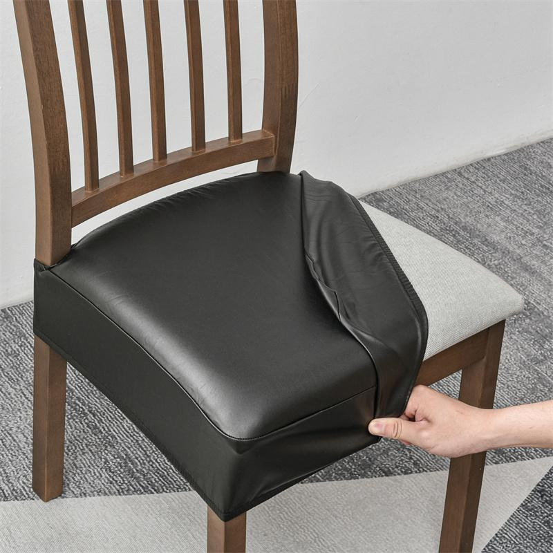 Wasserdichter und schmutzabweisender elastischer Stuhlbezug aus PU-Leder in Schwarz für Esszimmer und Büro - Bild 2
