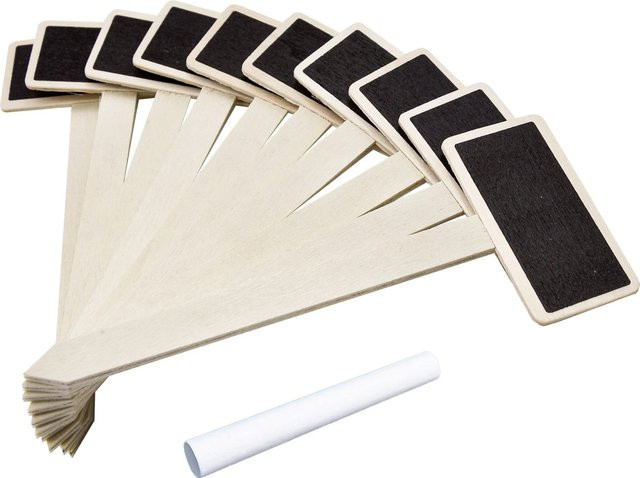 10er Set Holz-Pflanzstecker mit Kreidetafel zum Beschriften für Garten und Hochbeet - Bild 1