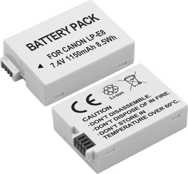 Canon LP-E8 Akku für Digitalkameras wie Rebel T3i, T2i, T4i, T5i, 600D, 550D, 650D, 700D, Kiss X5, X4, X6 - Bild 1
