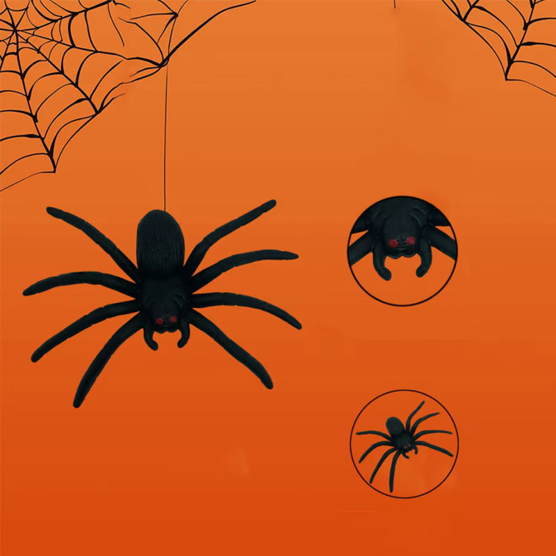 12 Stück Simulierte Spinnen aus schwarzem Kunststoff für Halloween und Ostern als Kinder Dekoration und Pinata Füllung - Bild 4