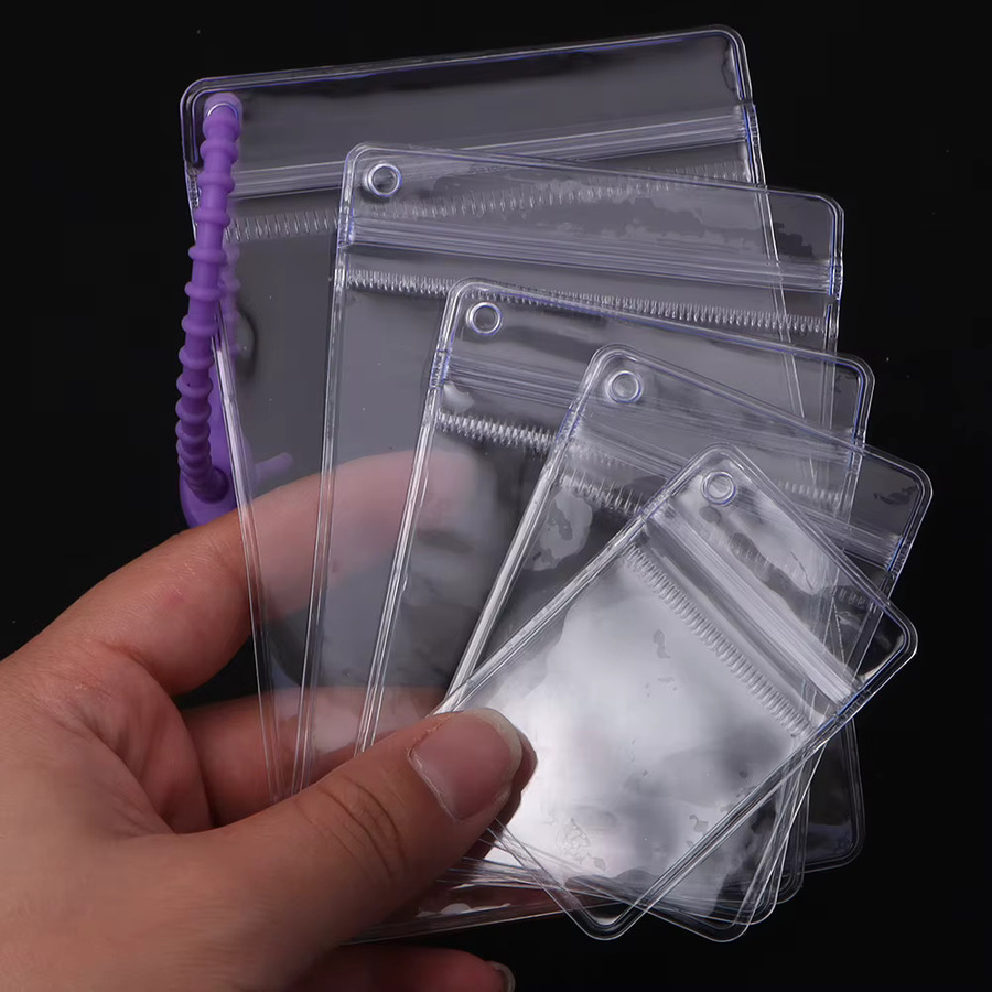 10 Stück lacoogh PVC-Kunststoffbeutel transparent mit Reißverschluss, staubdichte und wiederverschließbare Schmucktaschen für Halsketten, Armbänder und Ringe - Bild 2