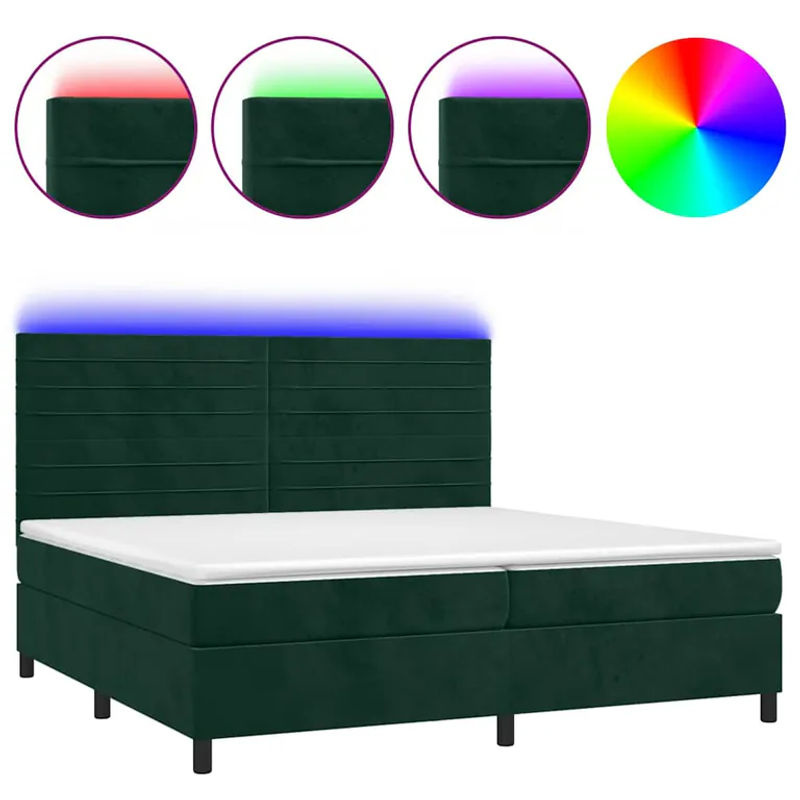 Vidaxl Kontinentalbett mit Matratze und LED in Grün, Samt, B/T: 200 x 200 cm - Bild 4