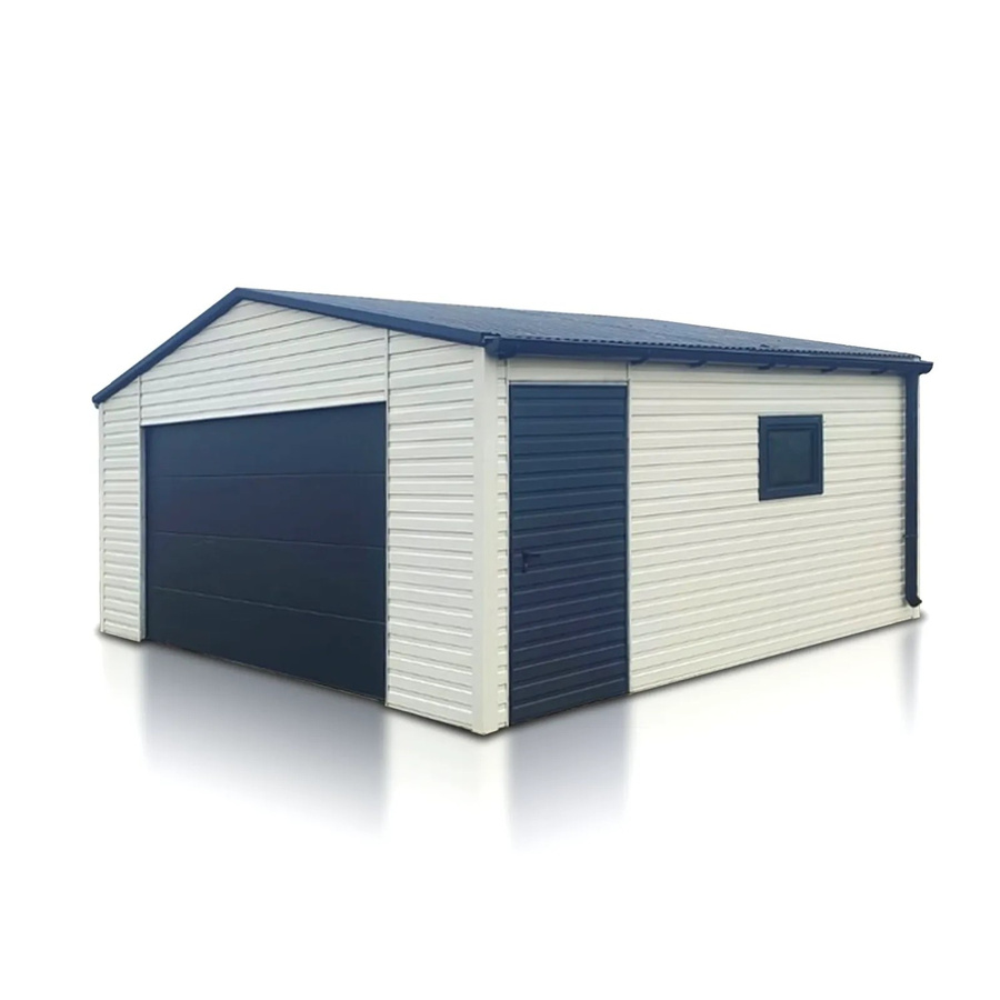 Liderstal Einzelgarage Premium aus Blech mit Satteldach und Sektionaltor in Weiß, B: 600 cm, T: 500 cm - Bild 2
