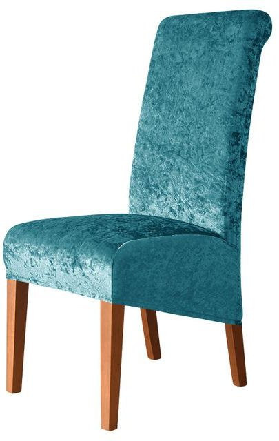 Stretch-Stuhlhusse mit hoher Rückenlehne aus Samt in Petrolblau, XL-Größe für Esszimmer und Bankette - Bild 1