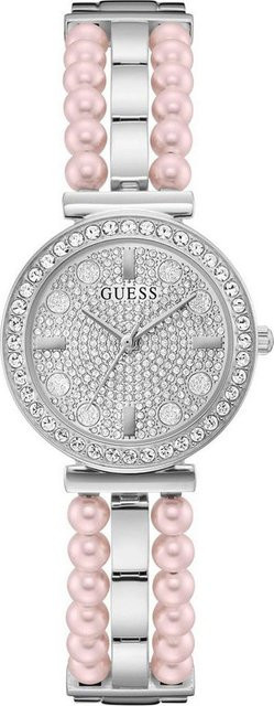 Guess Damenuhr, Edelstahl, Quarz, Silber, Kristall, 30 mm - Bild 1