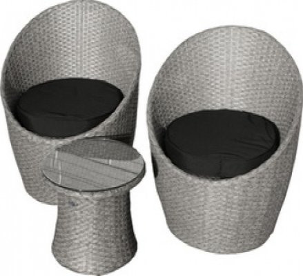 Milano Polyrattan Loungeset in Grau bestehend aus 2 Sesseln und 1 Tisch - Bild 1