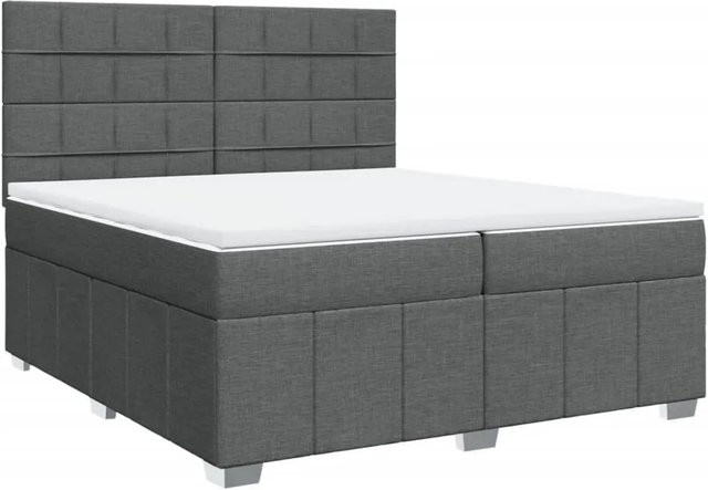 vidaXL Boxspringbett Hybrid mit Matratze und Taschenfederkern in Dunkelgrau, B/T: 200 x 200 cm - Bild 1