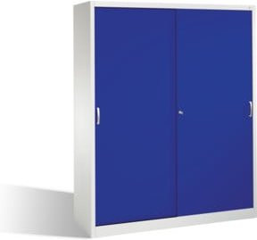 C+P Aktenschrank Acurado mit Schiebetüren, 2 x 5 Ordnerhöhen, Front Lapisblau, Korpus Lichtgrau, H: 195,0 cm, B: 160,0 cm, T: 50,0 cm - Bild 1