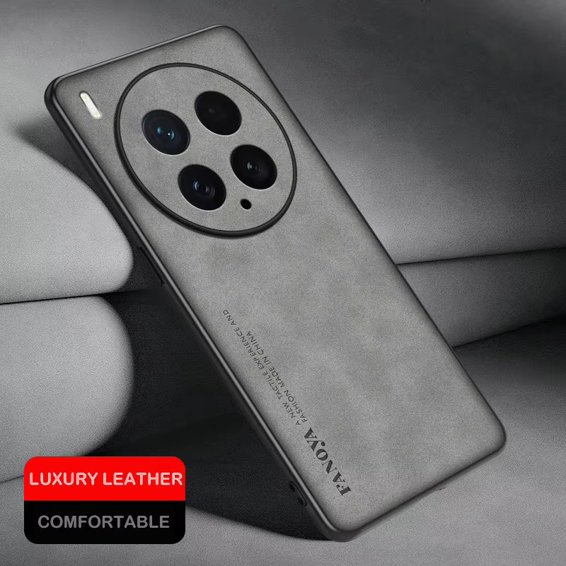 Stoßfeste Lammfell Leder Schutzhülle für vivo X200 Ultra, X200 Pro, X200s und X100 Ultra in Blau - Bild 3