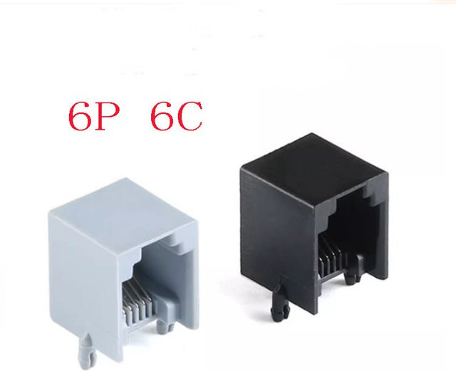 JCD RJ11 und RJ12 Modulare Telefonstecker Buchsen für PCB-Montage, Beige - Bild 1