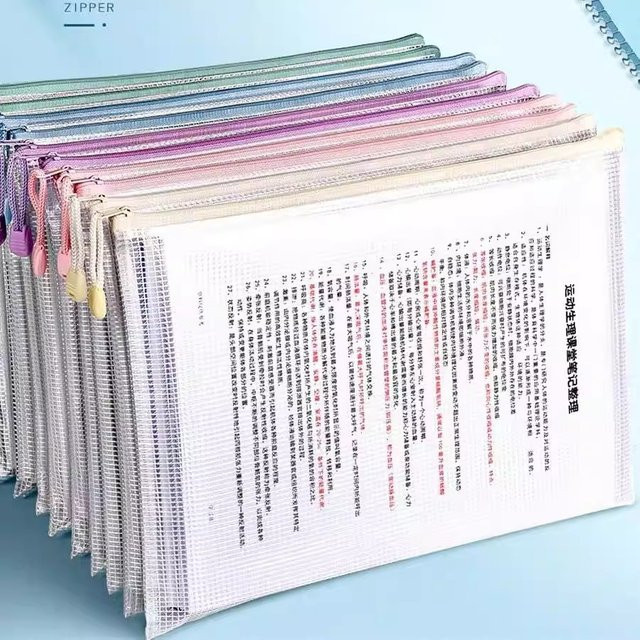 A4 Aktentasche mit Reißverschluss aus Kunststoff in Macaron-Farben für Schule und Büro, 10 Stück pro Packung - Bild 1