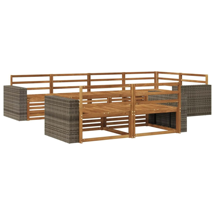vidaXL Outdoor-Sofagarnitur aus Akazienholz in Braun, 7-teiliges L-Shape Set mit Sitzkissen und Armlehnen - Bild 2