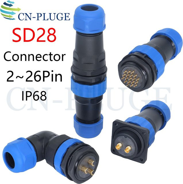 SZYingXian SD28 IP68 Wasserdichter Luftfahrtstecker Quadratische Einbaubuchse mit Innengewinde in Blau - Bild 1