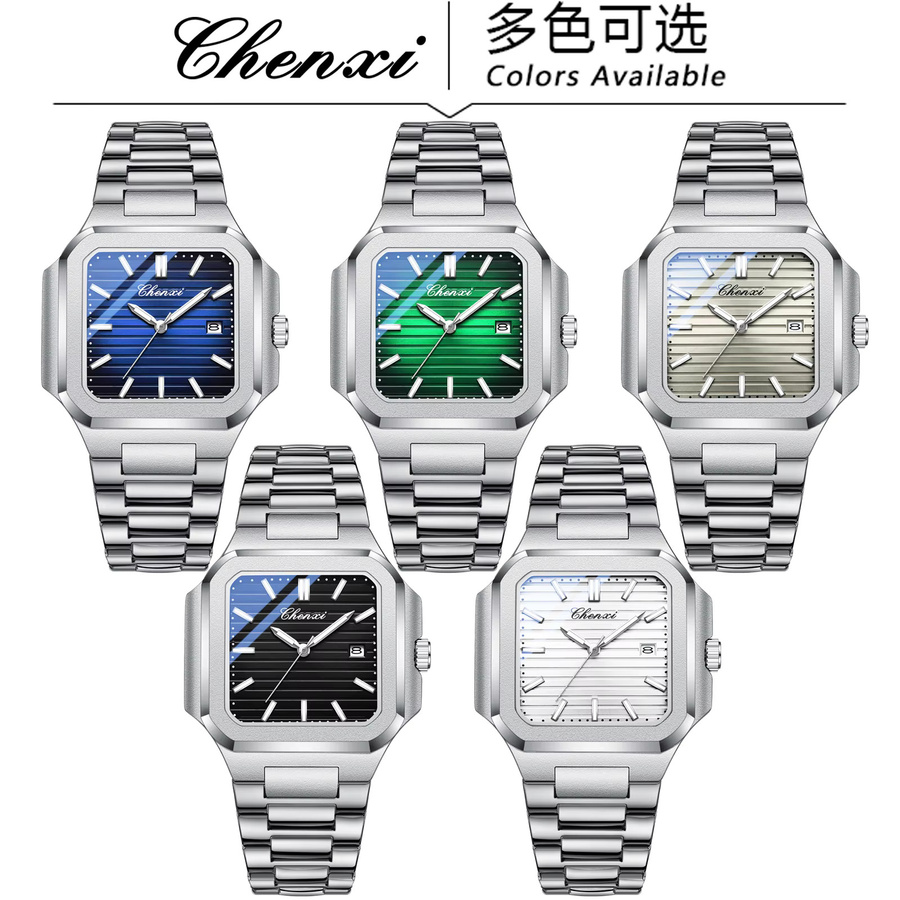 CHENXI Armbanduhr, Quarz, Edelstahl, 44 mm, eckig, Herren, Silber - Bild 5