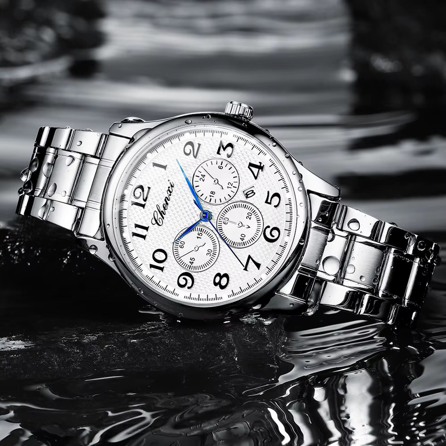 CHENXI Armbanduhr Edelstahl, Quarz, Silber, Herren - Bild 2
