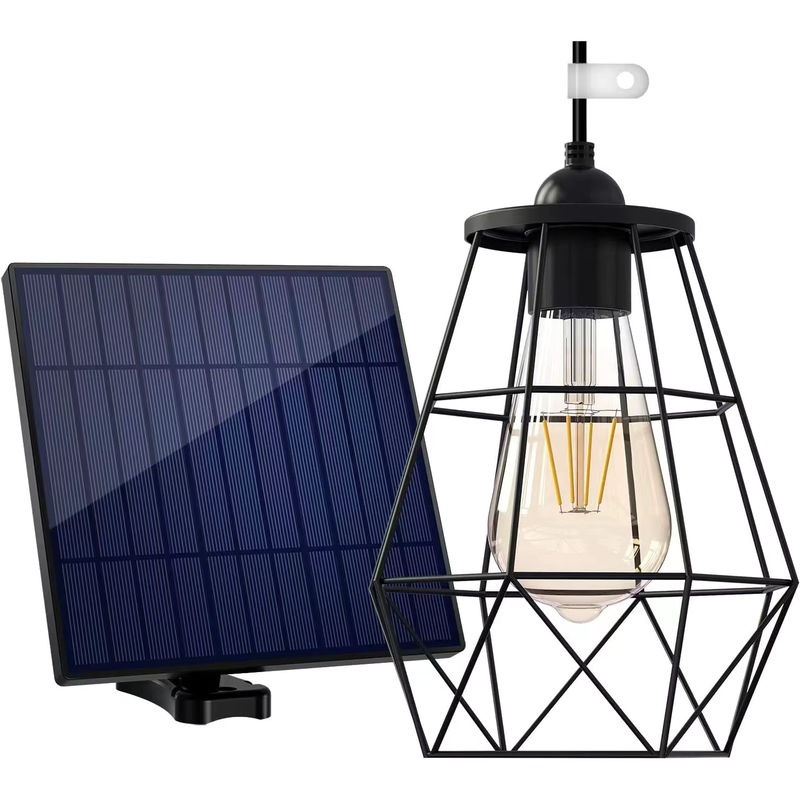 intelamp Solar-Pendelleuchte aus Metall in Schwarz mit 4000 mAh Akku und warmweißem Licht für Garten, Hof und Schuppen - Bild 7