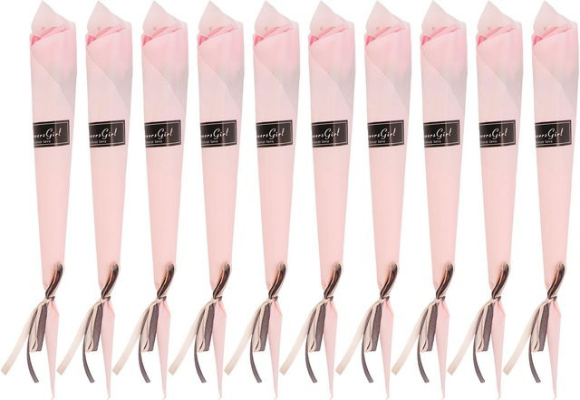 10 Stück Seifenrosen Kunstblumen von GoolRC in Weiß und Pink für Zuhause, Büro oder Café - Bild 1