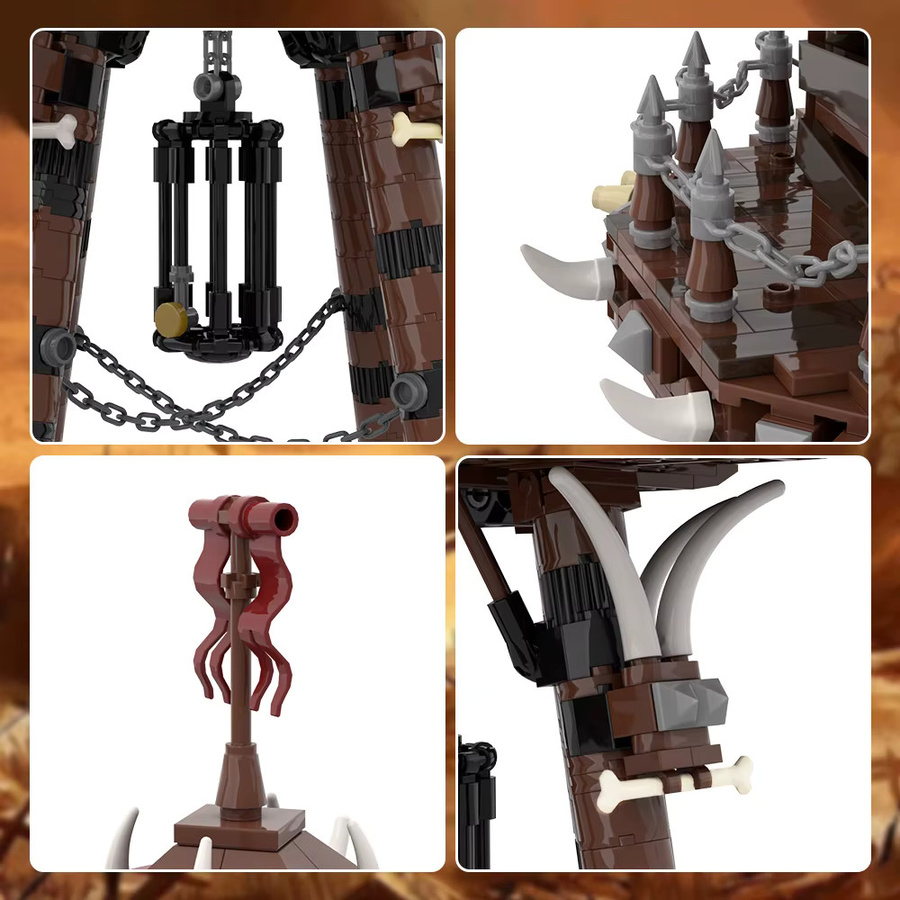 GOBRICKS Mittelalterlicher Ork-Bogenschützen-Turm, Modellbausatz, Fantasy - Bild 2