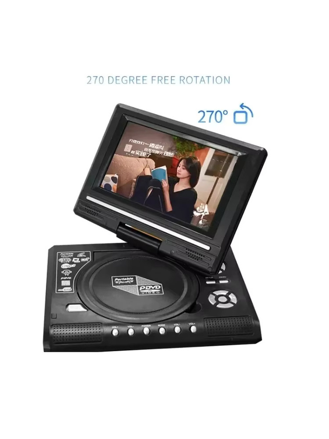Dreamburgh Tragbarer Mini-DVD-CD-EVD-Player in Schwarz mit 9,8 Zoll drehbarem Bildschirm und Fernbedienung - Bild 6