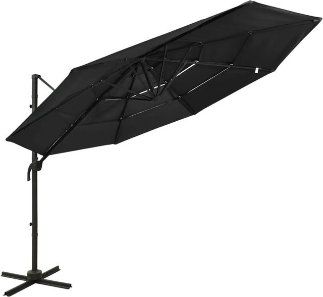 furnicato Sonnenschirm mit Aluminium-Mast in Schwarz, 4-lagig, B/B/H: 300 x 300 x 247 cm - Bild 1
