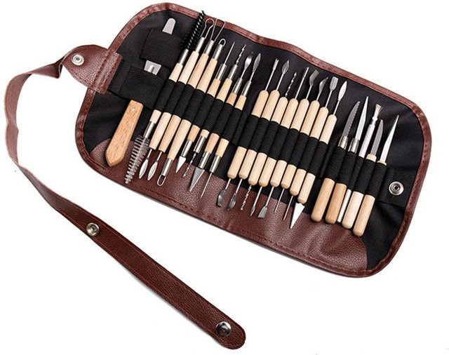Igeteck 30-teiliges Polymer Clay Modellierwerkzeug-Set aus Holz und Metall in Braun - Bild 1